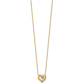 Sterling Silver Gold-tone Polished CZ Love Knot Heart 18 inch Necklace